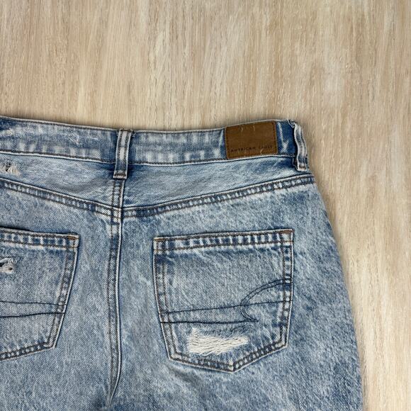 American Eagle Comfort Stretch Waistband Mom Jean Distressed Destroyed Jeans 0 - Picture 7 of 16